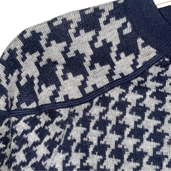 J. Crew Merino Wool Houndstooth Sweater in Navy and Gray - Picture 2 of 7